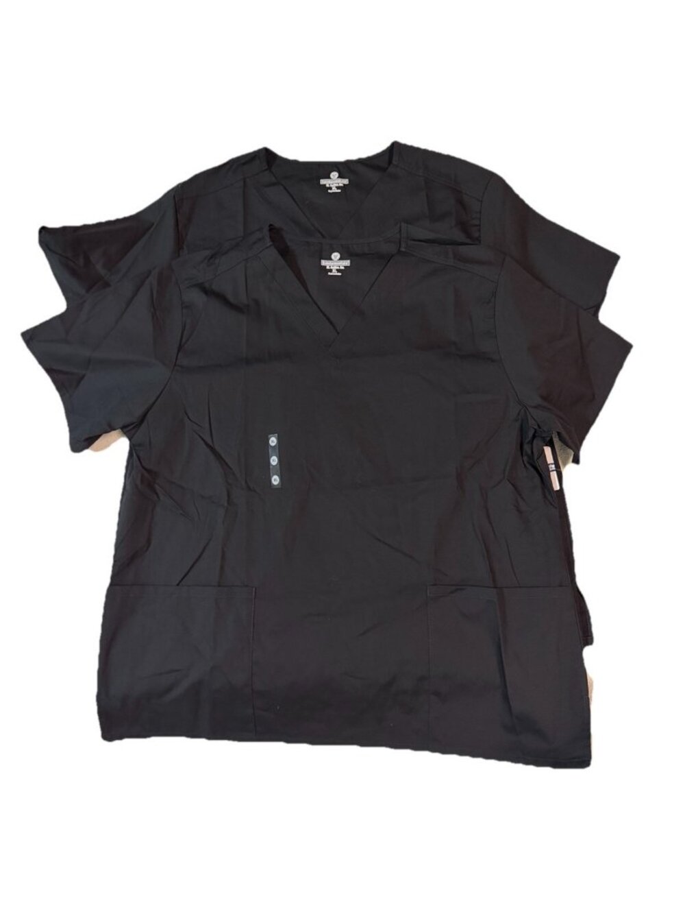 Lot Bundle of 2: White Swan V-neck Short Sleeve Women’s Scrub Tops -XL - Black